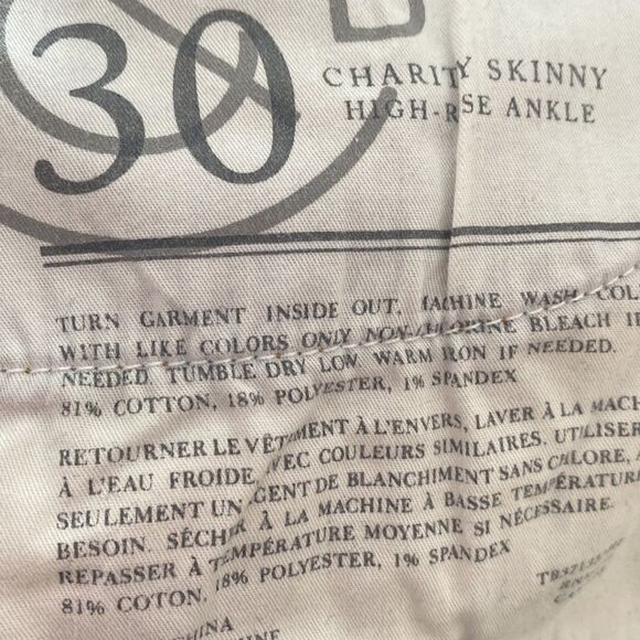 TREASURE & Bond Charity Skinny High Rise Ankle Jeans (Size:30) - Picture 13 of 14